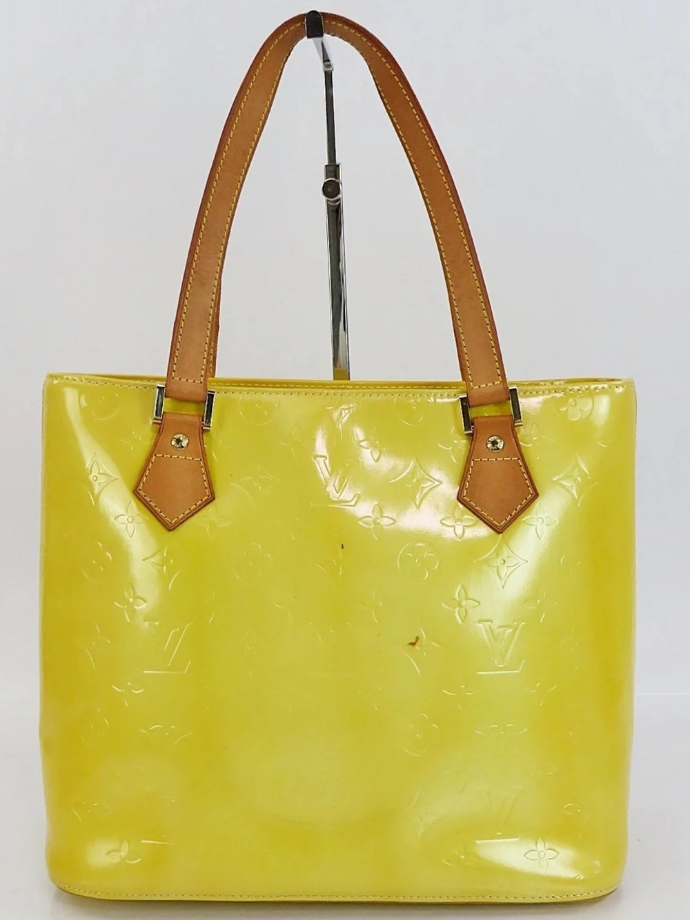 Louis Vuitton Yellow Patent Monogram Tote with Tan Handles